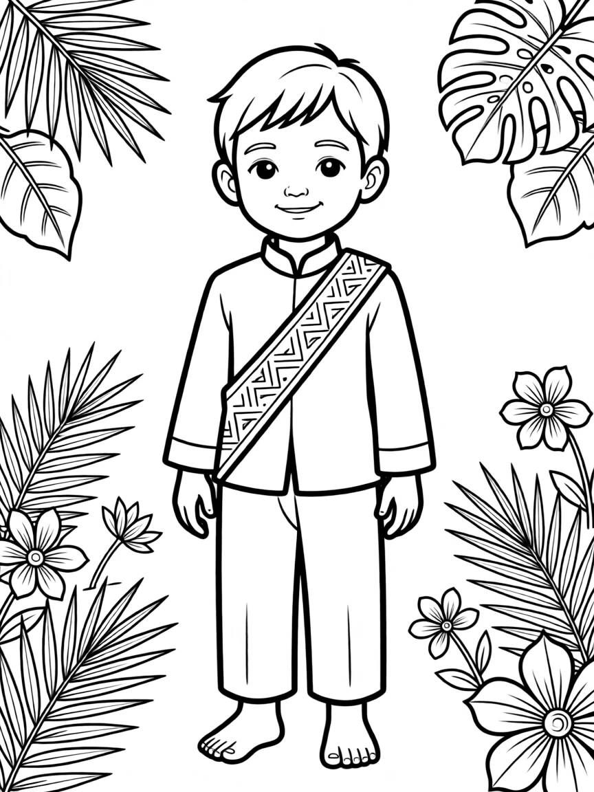 A Cambodian child, with a simple patterned sash.