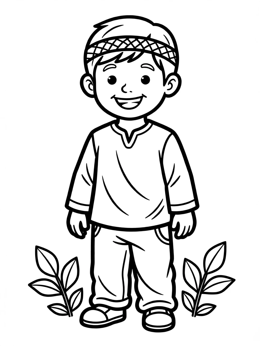 A happy Native American child, with a simple woven headband.