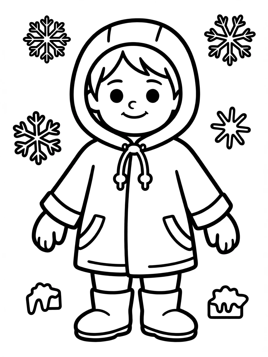 An Inuit child, with a simple drawstring on their parka hood.
