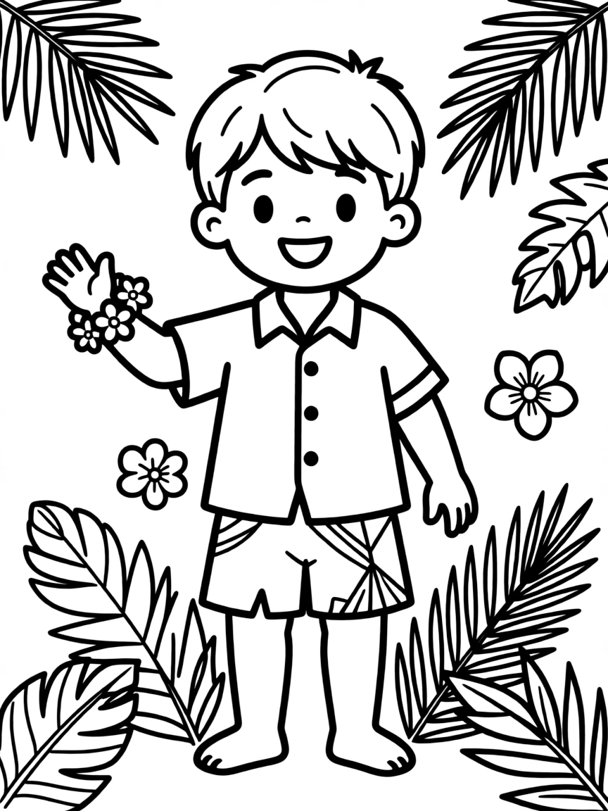 A Hawaiian child, with a simple flower bracelet.