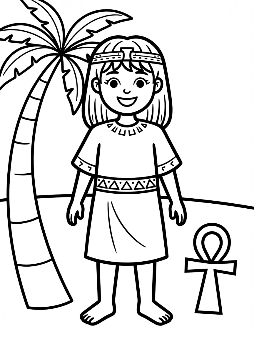 An Egyptian child, with a simple pattern on their belt.