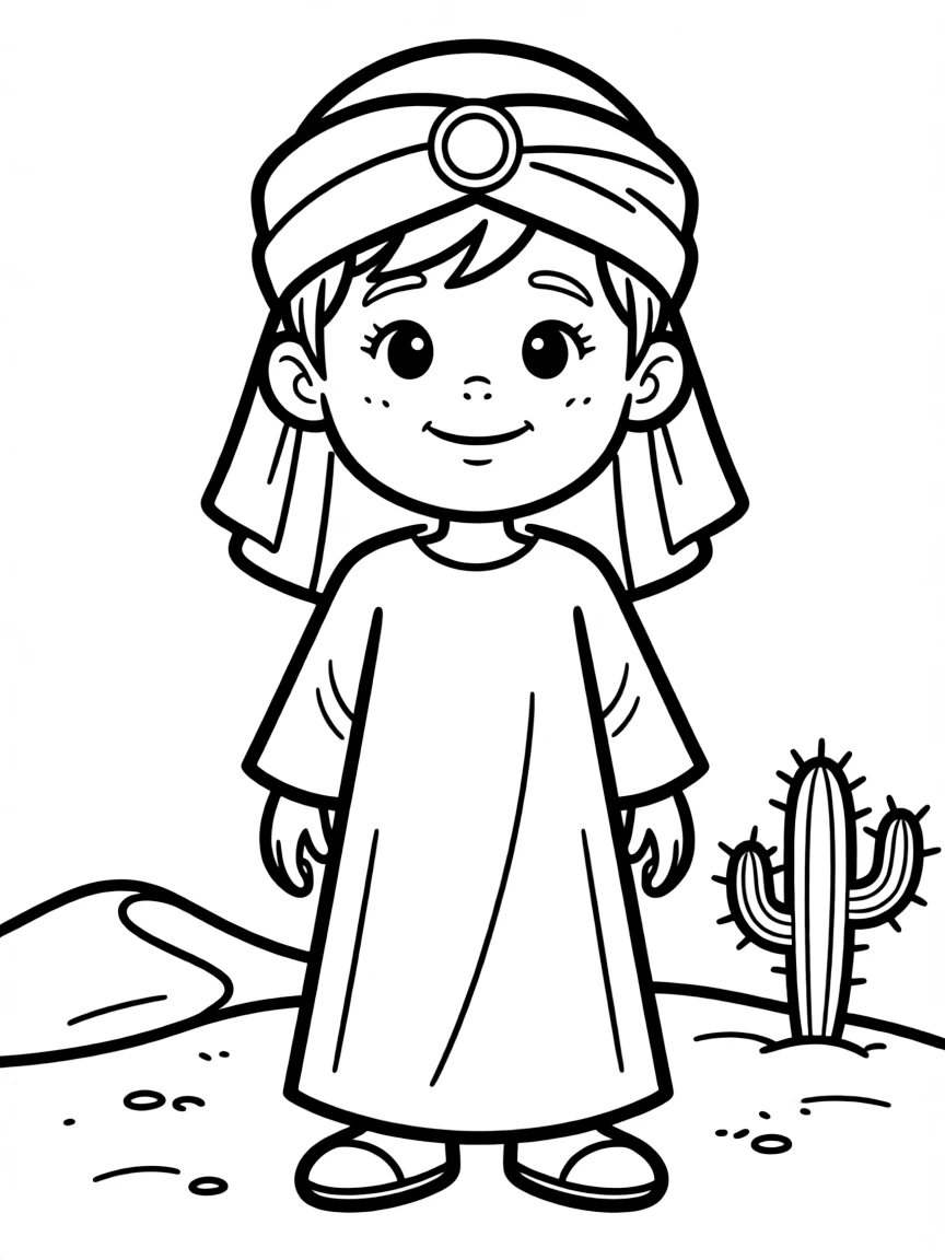 A Bedouin child, with a simple silver coin on their headscarf.