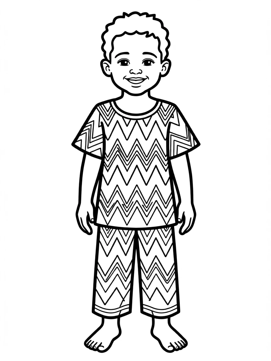 A Nigerian child, with a simple zigzag pattern on their cloth.