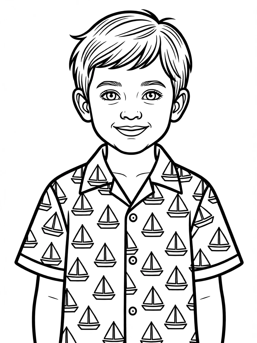 A Bangladeshi child, with a simple boat pattern on their clothes.