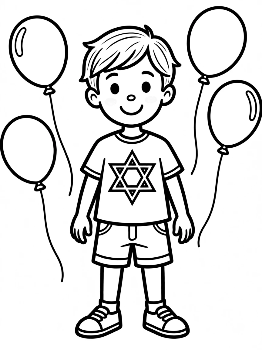 An Israeli child, with a simple star of David on their shirt.