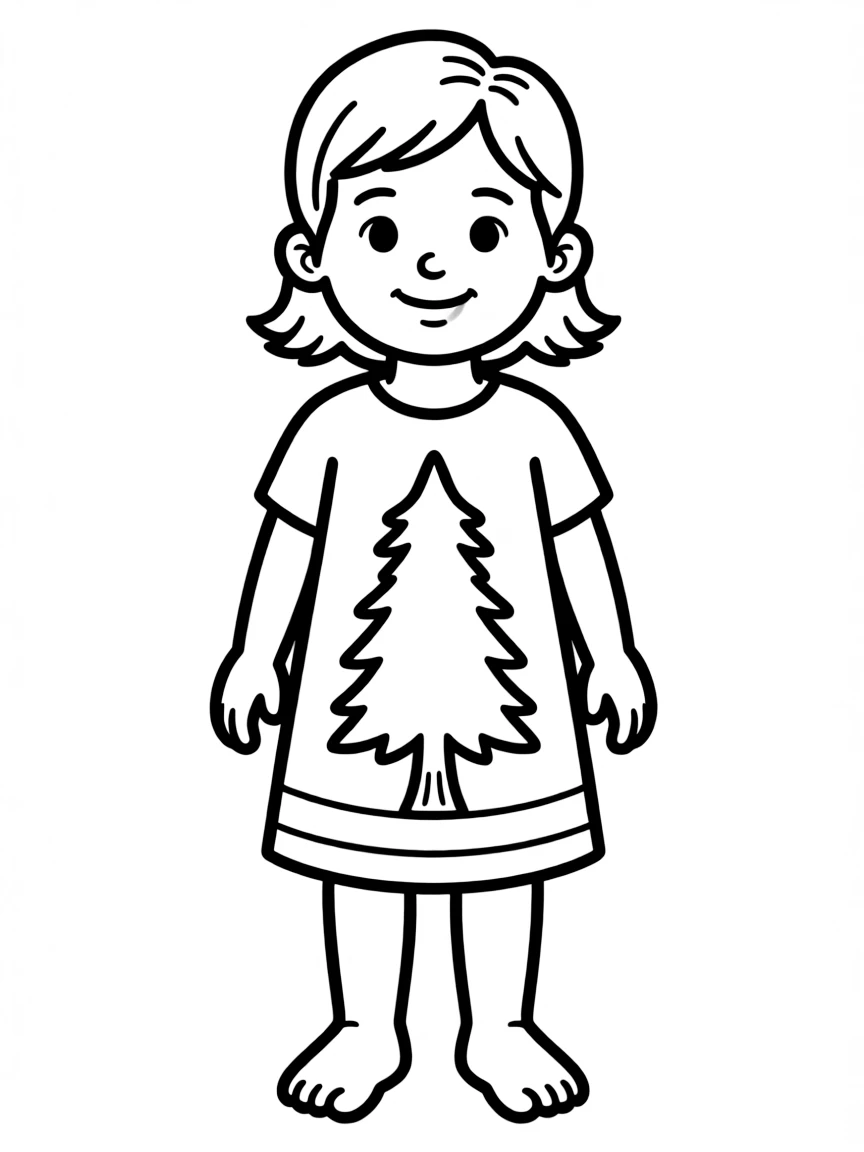 A Lebanese child, with a simple cedar tree outline on their dress.