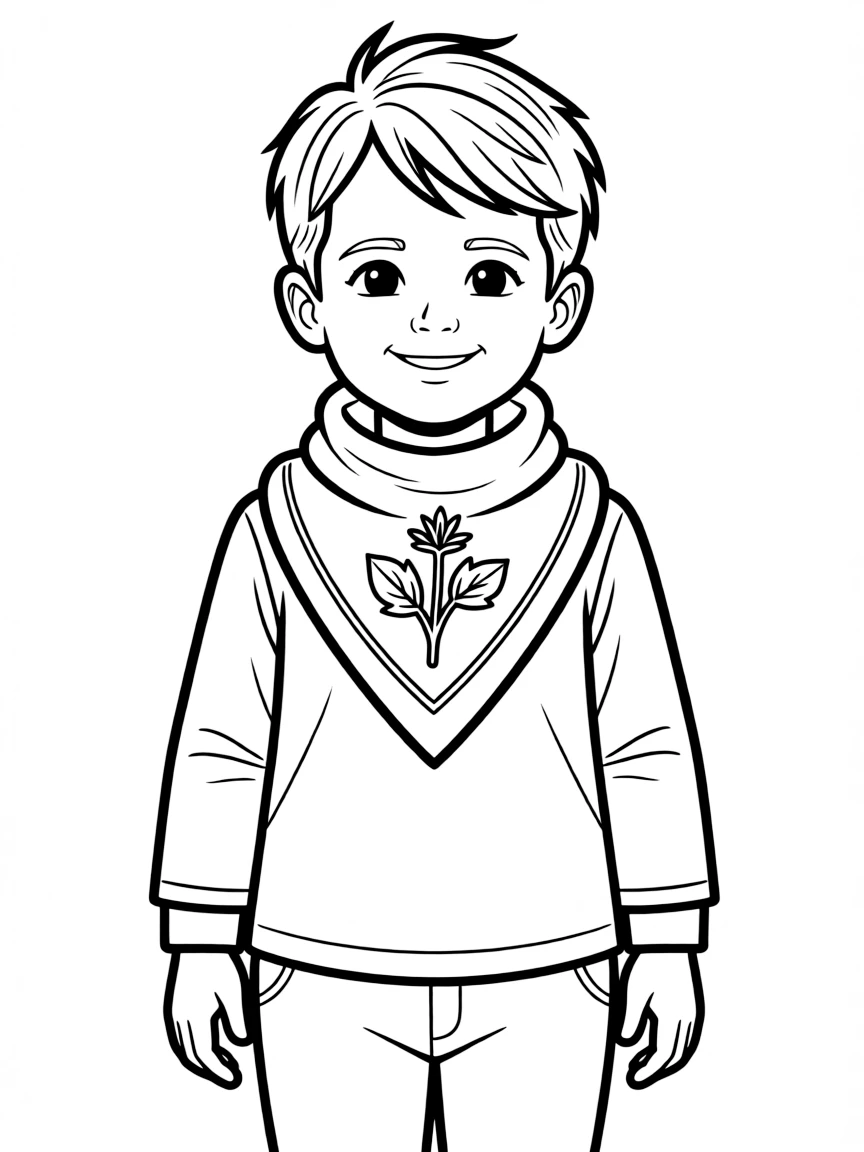 A Jordanian child, with a simple desert plant on their scarf.