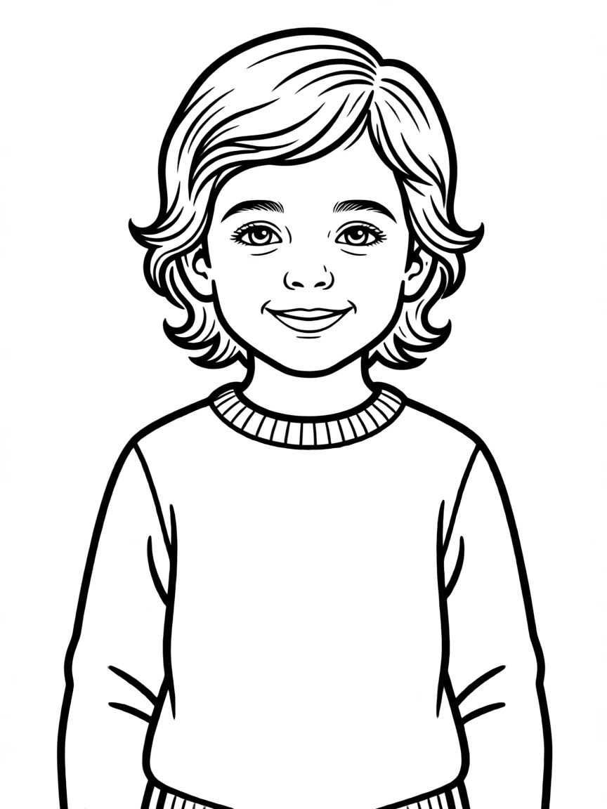 An Irish child, in a simple green sweater, looking sweet.