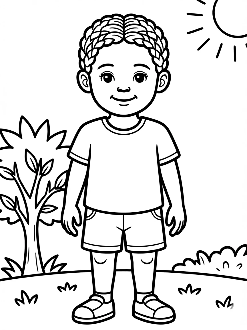 A South African child, in simple colorful clothes, looking vibrant.