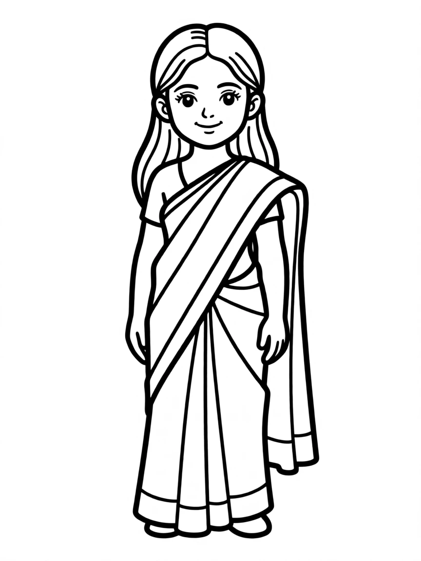 A Sri Lankan child, in a plain sari, looking graceful.