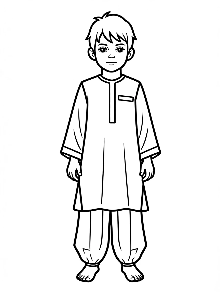 An Afghan child, in a plain perahan tunban, looking resilient.