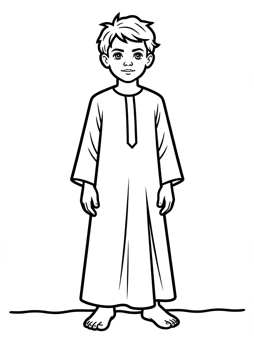A Yemeni child, in a plain traditional dress, looking resilient.
