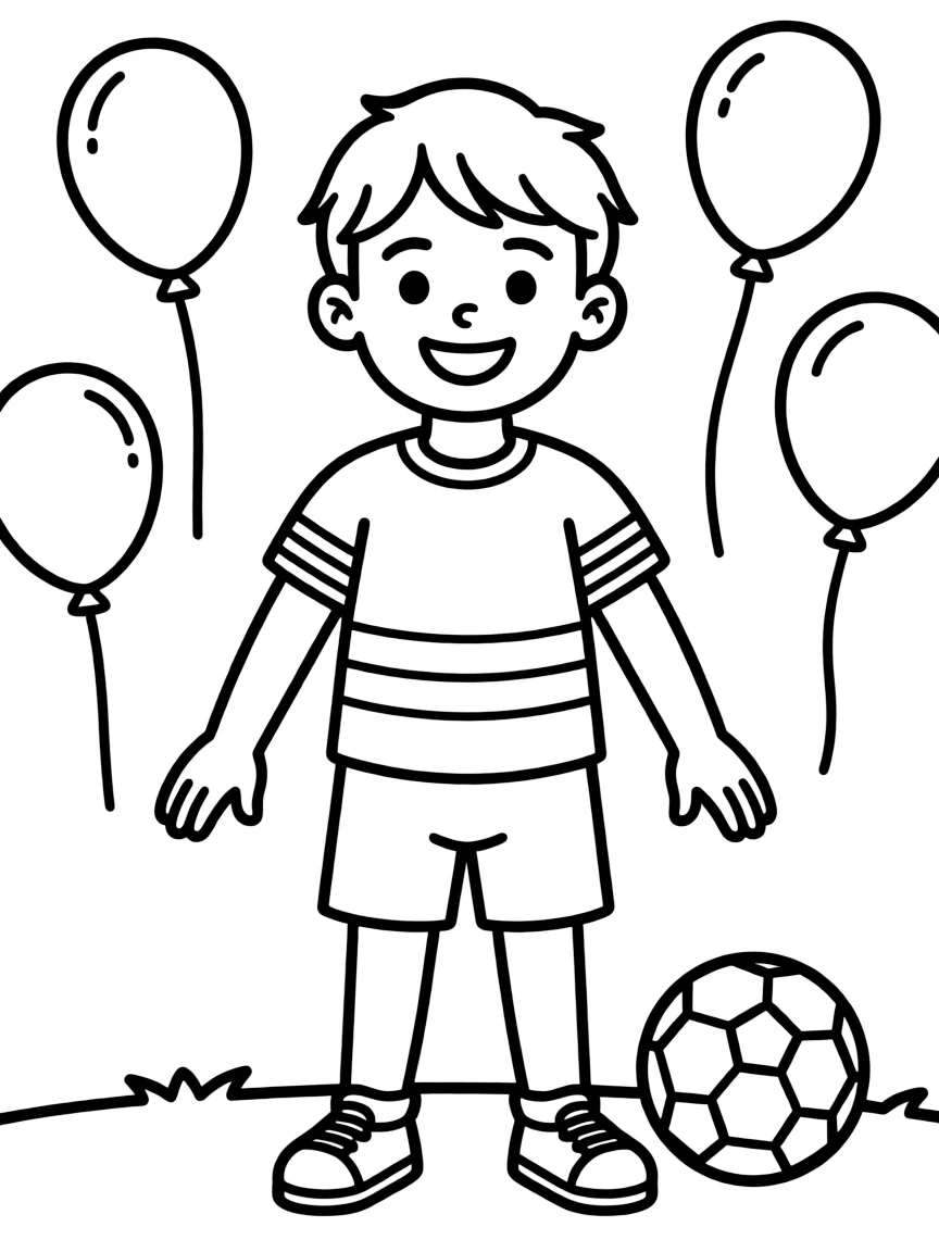 A Brazilian child in a simple orange and blue outfit.