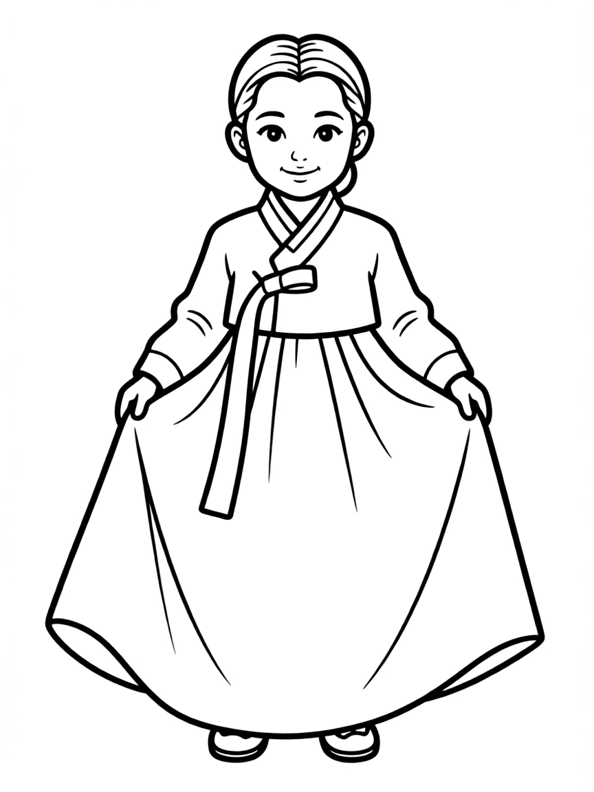 A Korean child in a simple yellow hanbok.