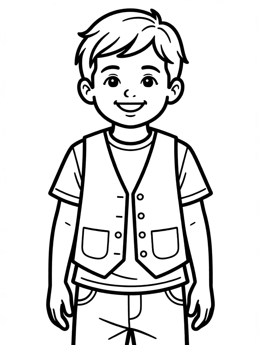 A Turkish child in a plain yellow vest.