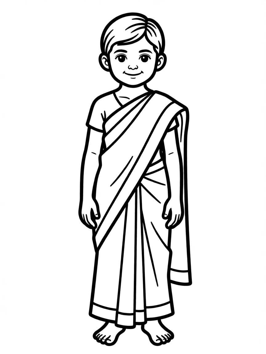 A Sri Lankan child in a simple orange sari.