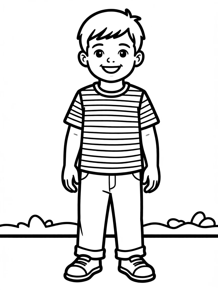 An Israeli child in a simple red and white shirt.