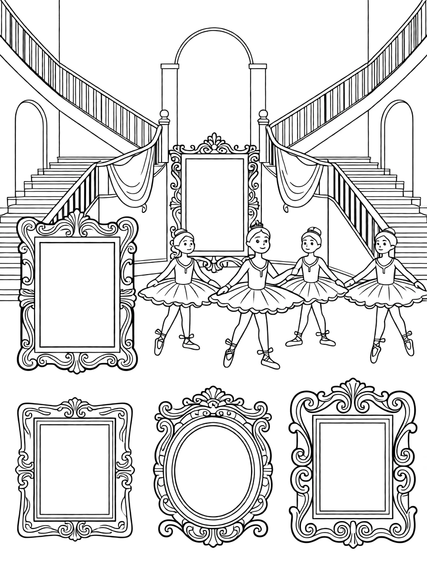 The Hermitage State Museum with Russian ballet tutus, imperial jewelry, ornate mirrors, aristocratic portrait frames, and palace staircases