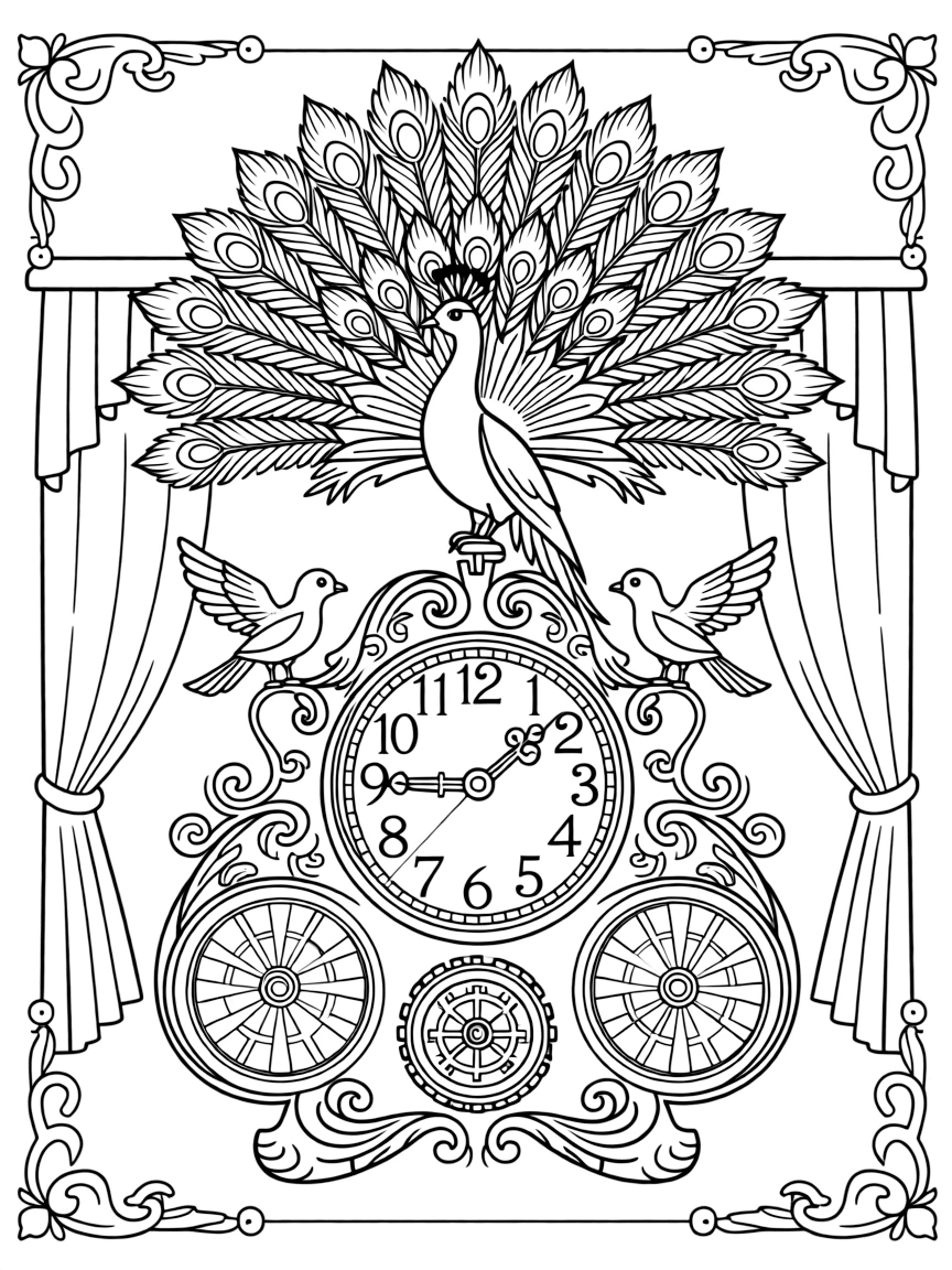 The Hermitage Museum's Peacock Clock with Russian imperial timepieces, mechanical bird decorations, ornate clockwork, and palace luxury