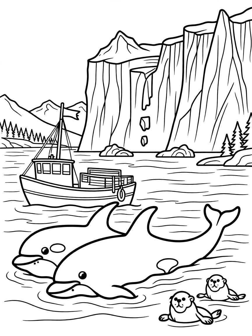 Kenai Fjords with orcas and sea otters, glacier calving, Alaskan fishing boats, and northern Pacific marine wildlife