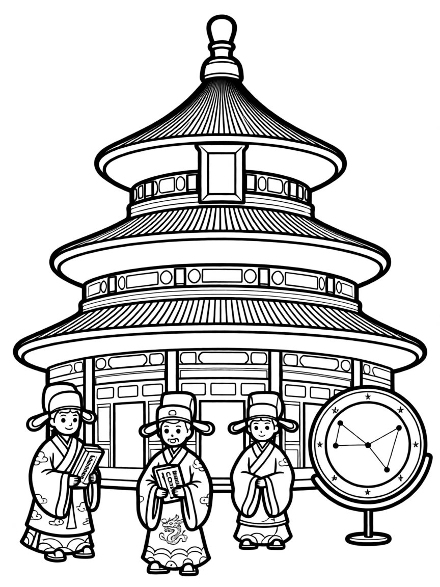 The Temple of Heaven with Beijing traditional Chinese ceremonies, imperial dragon symbols, Confucian philosophy elements, and ancient Chinese astronomy
