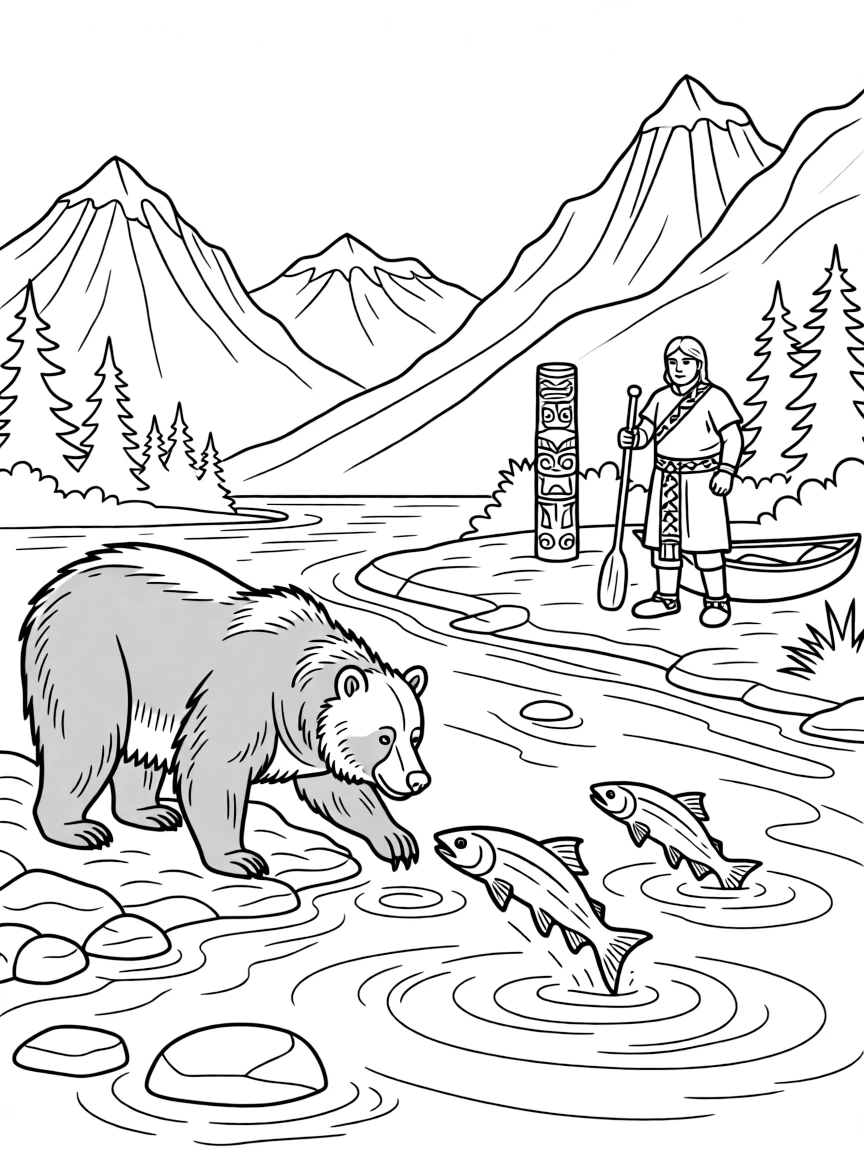 Lake Clark National Park with Alaska red salmon runs, brown bear fishing, volcanic mountains, and Dena'ina Native American culture