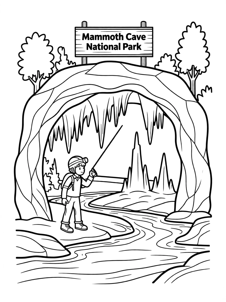 Mammoth Cave National Park with Kentucky underground rivers, world's longest cave system, spelunking adventures, and limestone karst geology