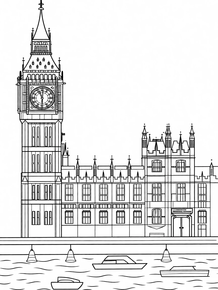 The Big Ben Clock Tower with London parliamentary timekeeping, Thames River chimes, Westminster Palace governance, and British constitutional monarchy