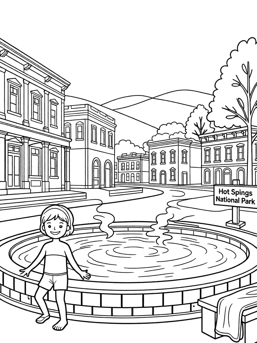 Hot Springs National Park with Arkansas thermal water therapy, historic bathhouse row, Ouachita Mountain springs, and 19th century spa culture