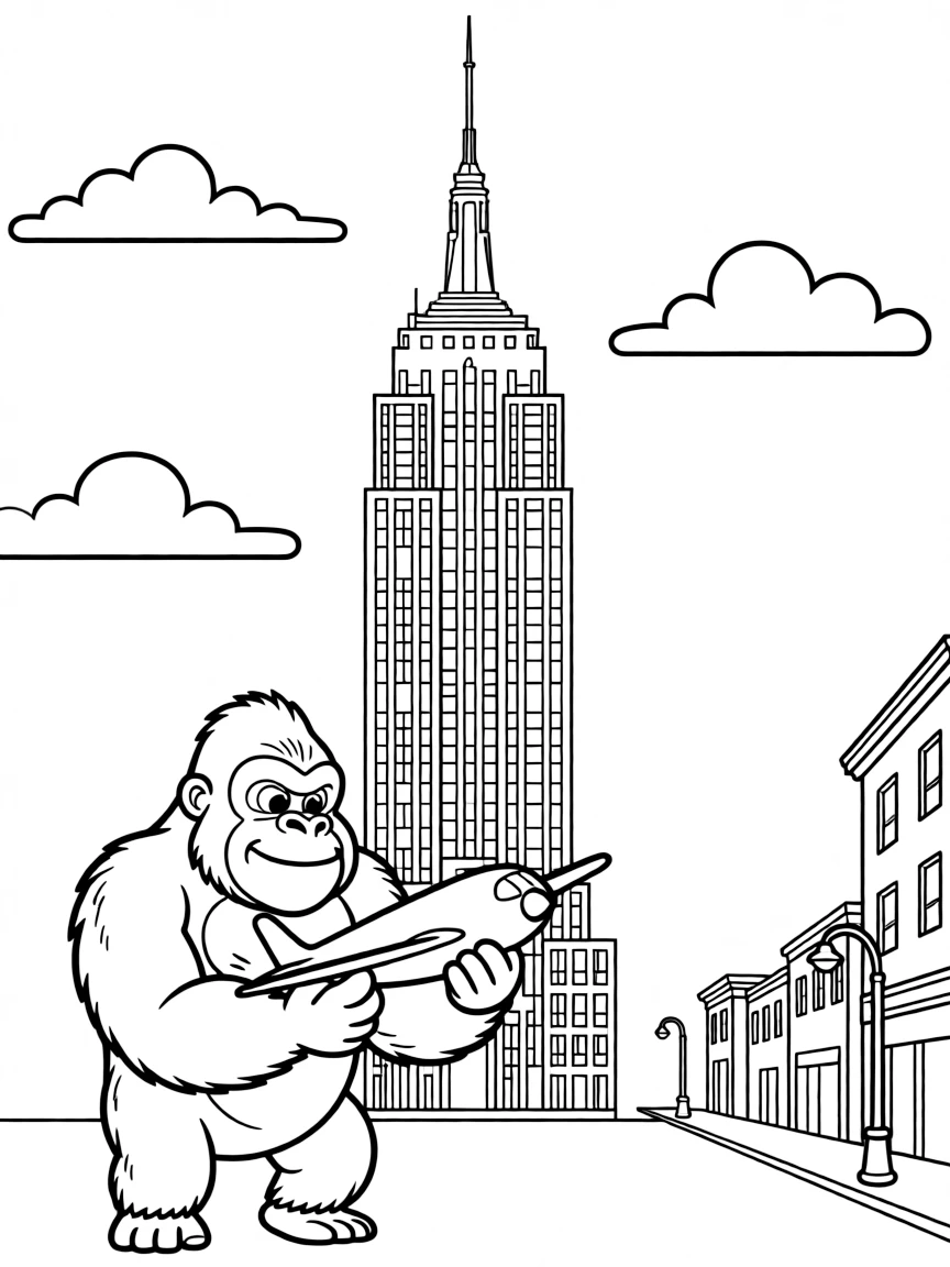The Empire State Building with New York Art Deco skyscraper, King Kong movie fame, Fifth Avenue Manhattan prominence, and American architectural ambition