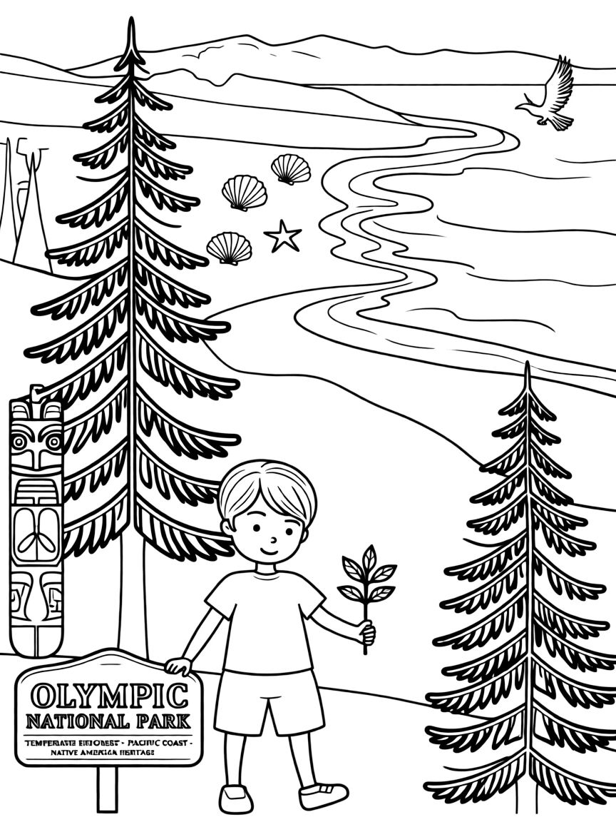 Olympic National Park with Washington ecosystem diversity, temperate rainforest preservation, Pacific coastline wilderness, and Native American cultural sites