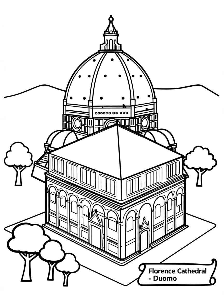 The Florence Cathedral (Duomo) with Italian Renaissance dome engineering, Brunelleschi architectural innovation, Tuscan marble facades, and Medici patronage history