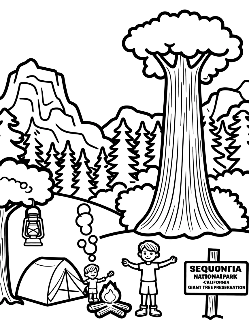 Sequoia National Park with California giant tree preservation, General Sherman world's largest, Sierra Nevada granite formations, and wilderness camping traditions