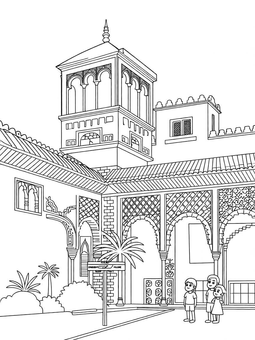 The Granada Alhambra with Spanish Moorish palace artistry, Nasrid dynasty architectural peak, Andalusian Islamic culture, and Reconquista historical transitions
