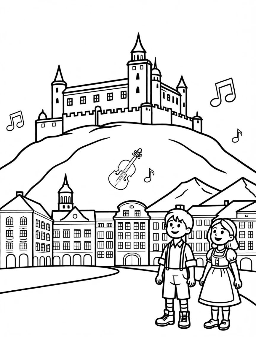 The Hohensalzburg Fortress with Austrian medieval castle preservation, Salzburg baroque city overlook, Mozart cultural hometown, and Alpine fortress architecture