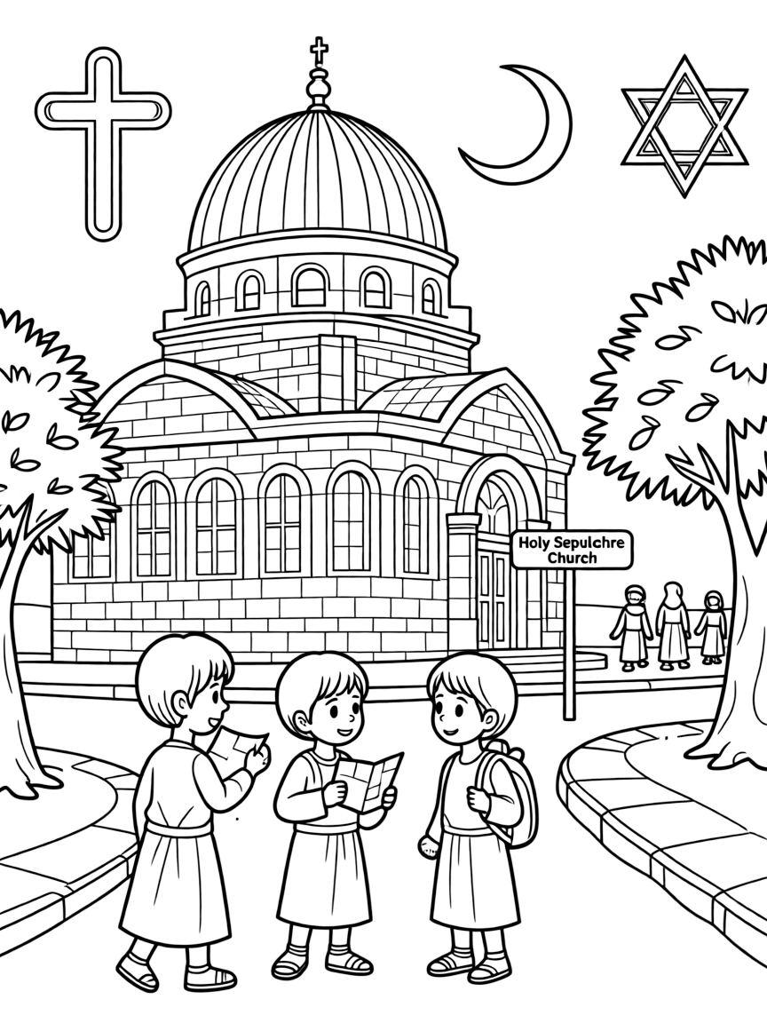 The Holy Sepulchre Church with Jerusalem Christian pilgrimage, crucifixion-resurrection site, interfaith custodial arrangements, and Middle Eastern religious significance