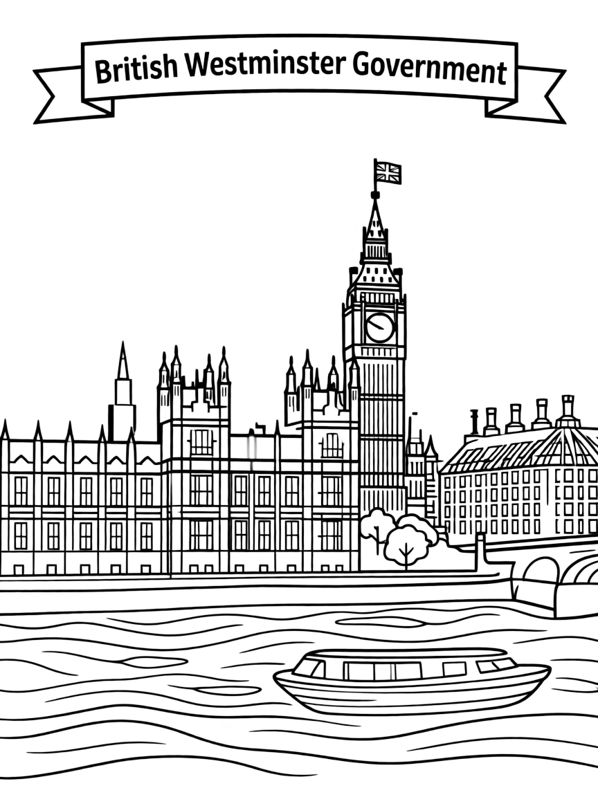 The Houses of Parliament with British Westminster democratic governance, Thames River political prominence, Big Ben clocktower integration, and constitutional monarchy balance