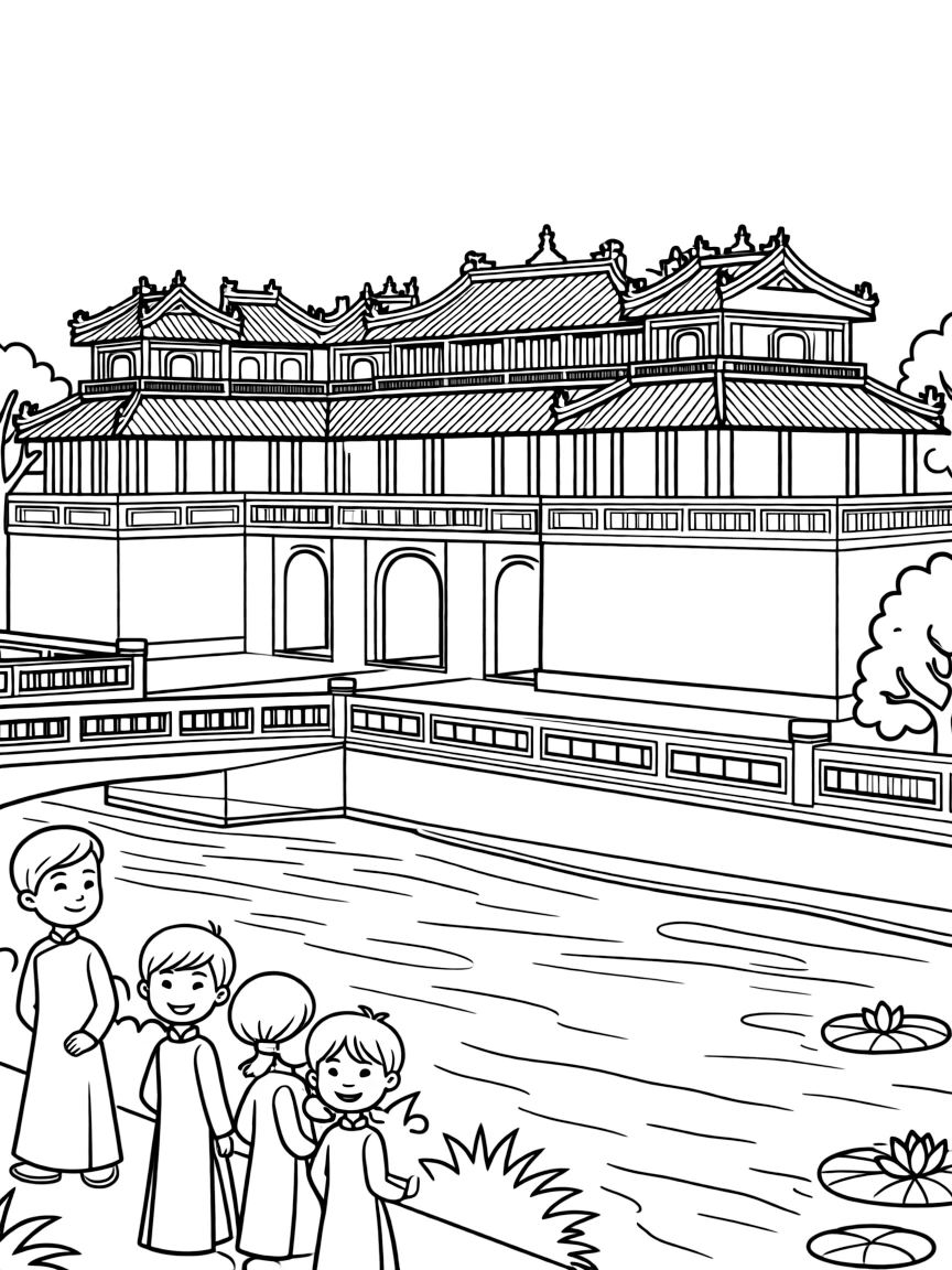 The Hué Imperial City with Vietnamese Nguyen dynasty citadel, Perfume River royal access, traditional palace architecture, and Southeast Asian monarchical heritage
