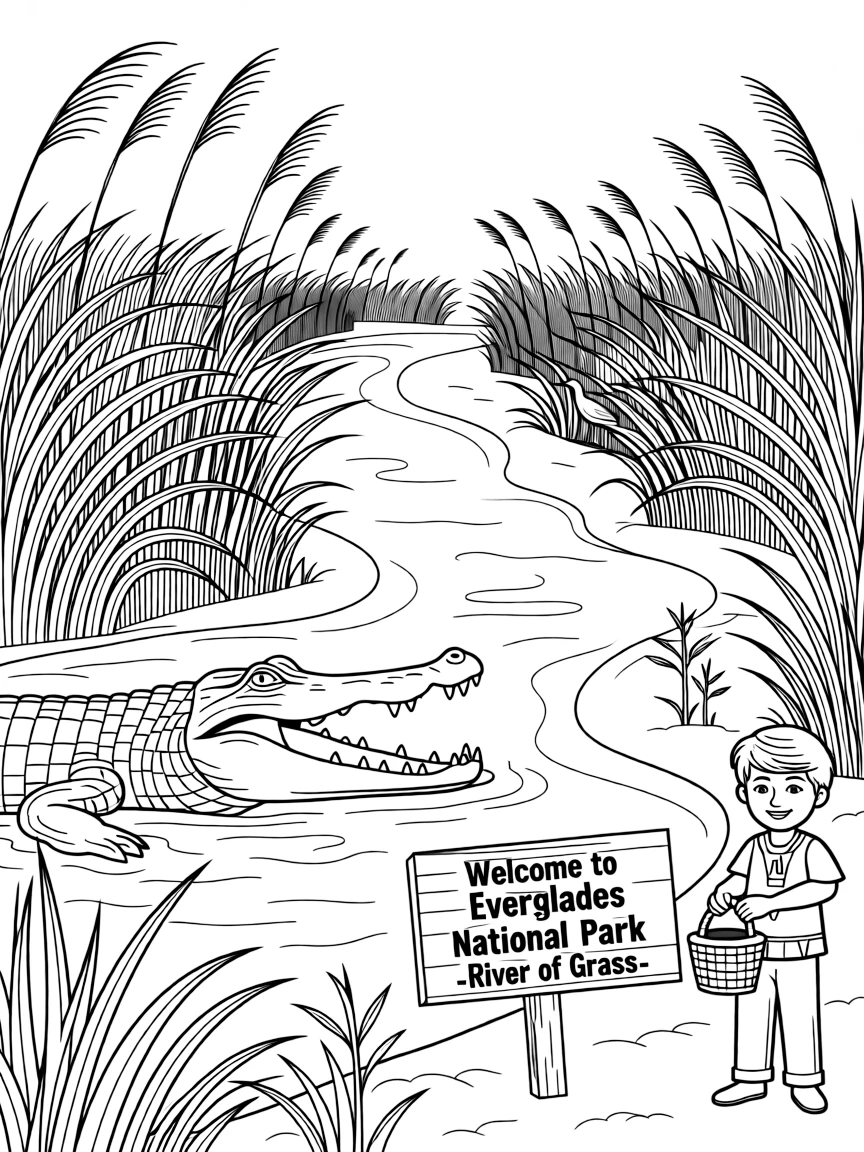 Everglades National Park with Florida River of Grass ecosystem, American alligator apex predator, Seminole tribal cultural preservation, and subtropical wetland restoration