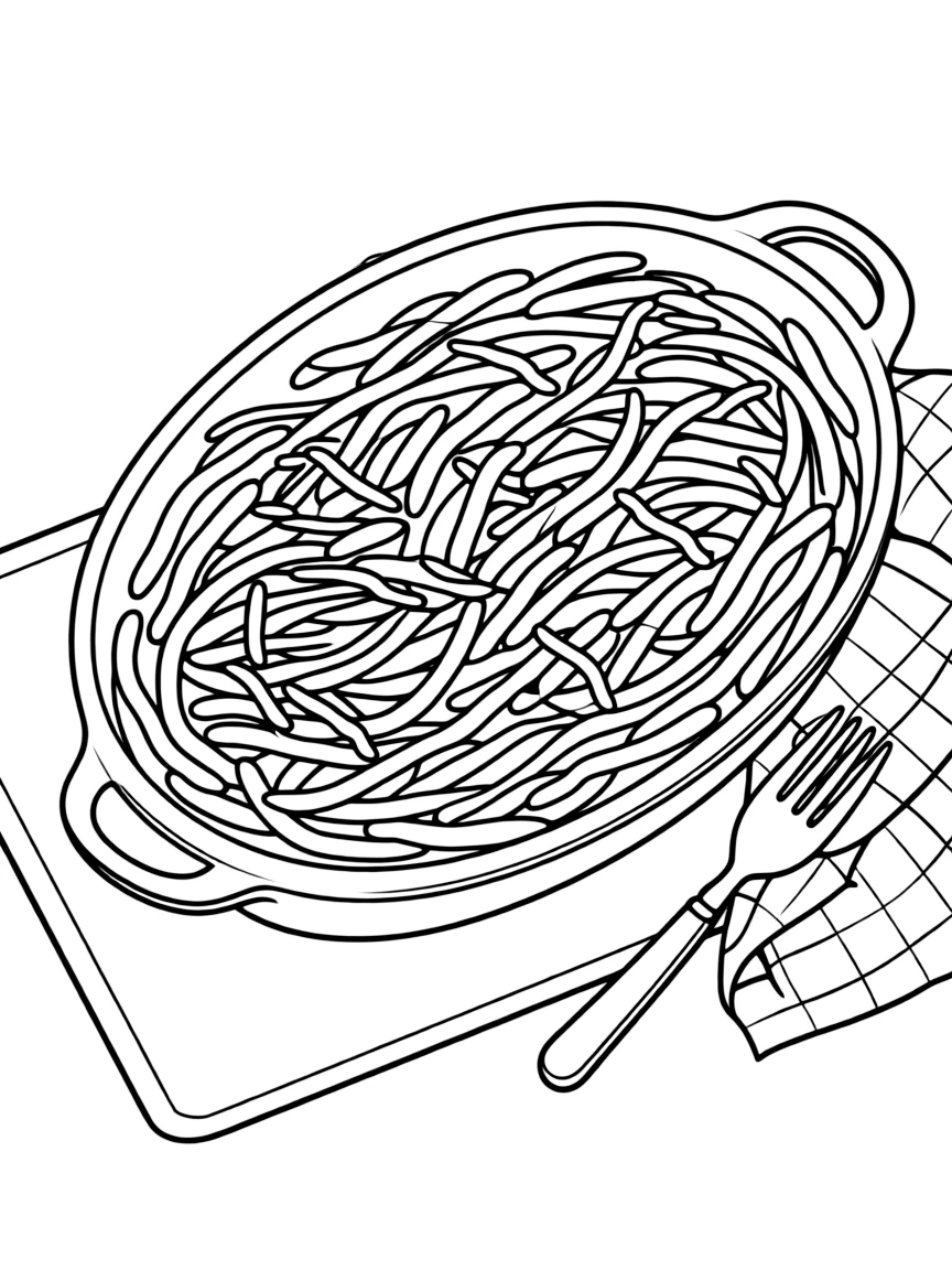 A detailed drawing of a Thanksgiving green bean casserole.