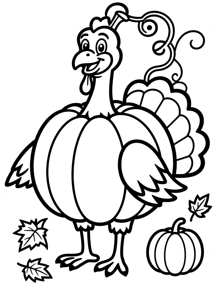 A funny turkey trying to disguise itself as a pumpkin.