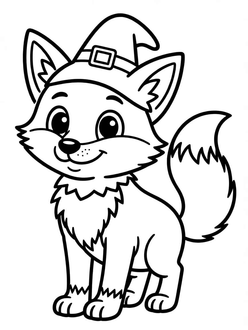 A cute fox wearing a tiny pilgrim hat.