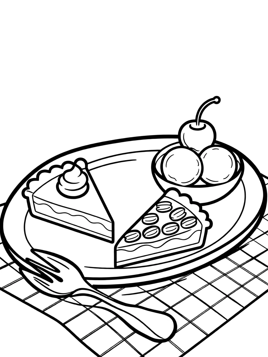 A detailed drawing of a Thanksgiving dessert platter.