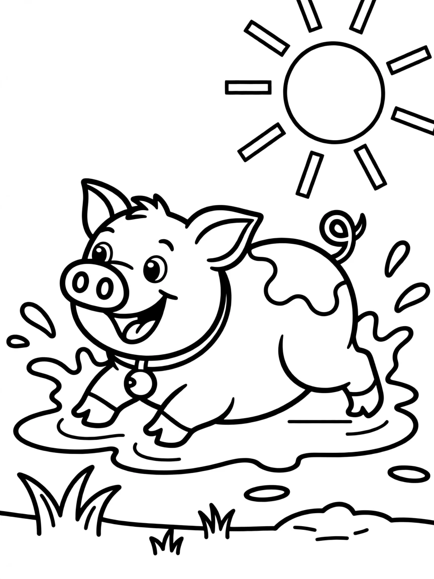 A happy pig rolling in mud.