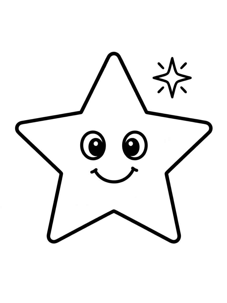 A happy star with a twinkle.