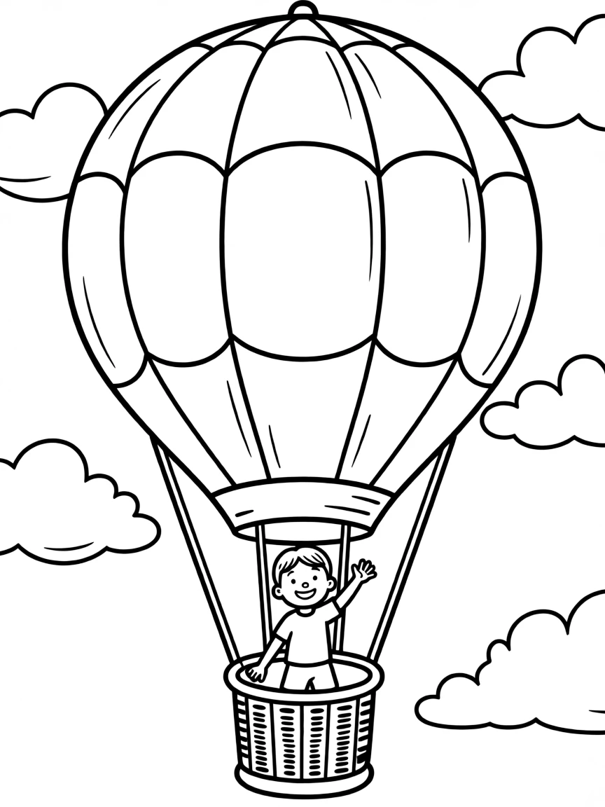 A hot air balloon flying high in the sky.