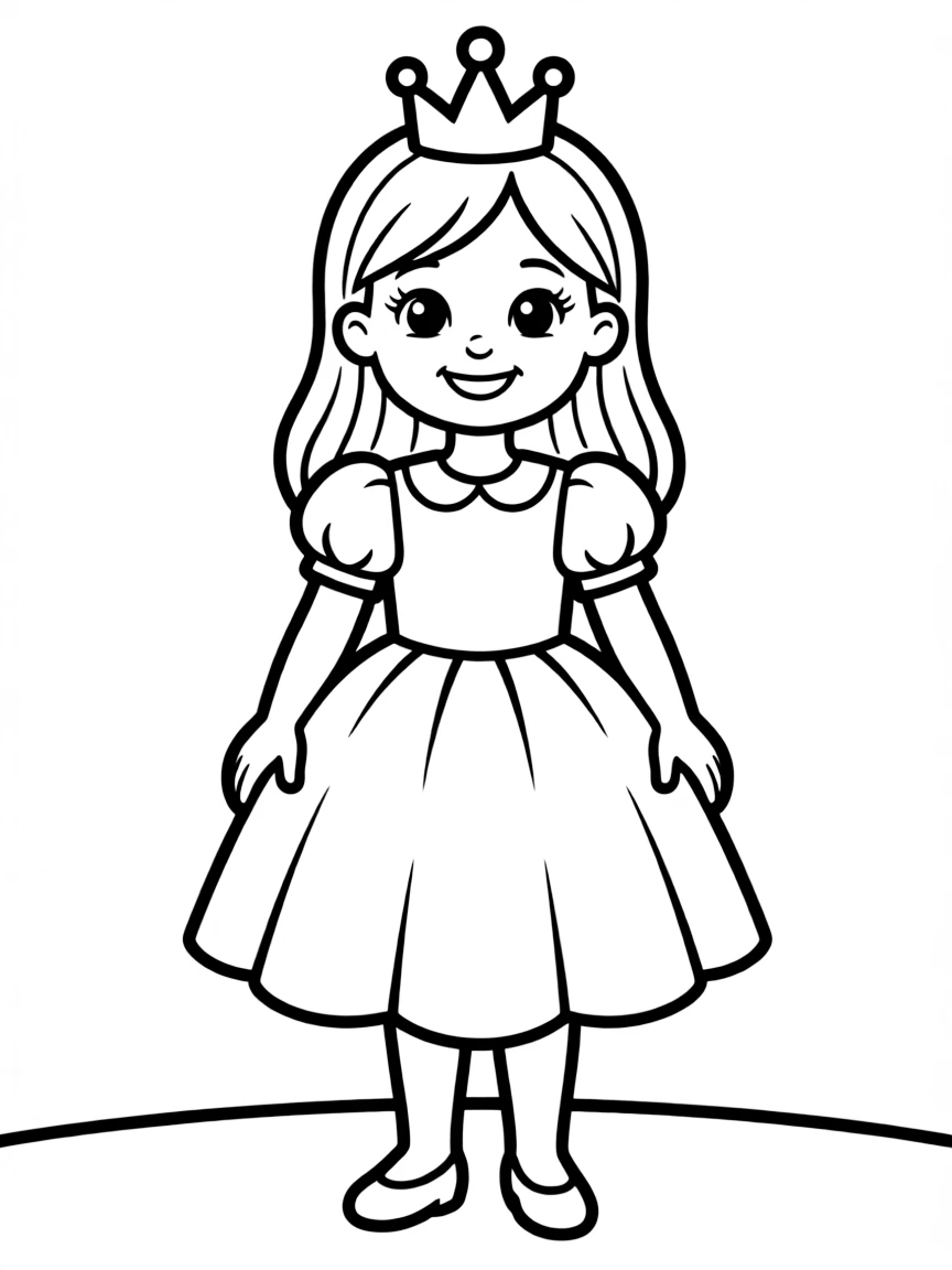 A little girl dressed as a princess with a crown.