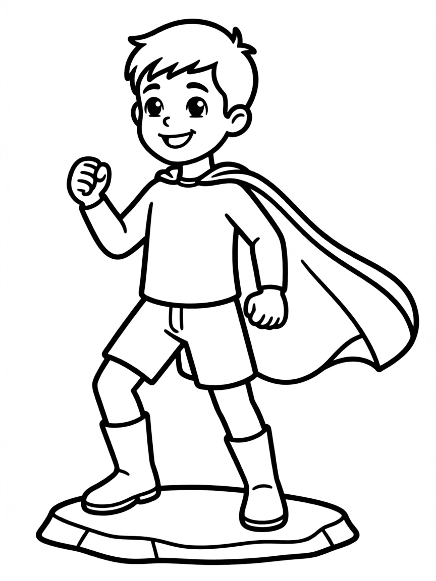 A boy dressed as a superhero with a cape.