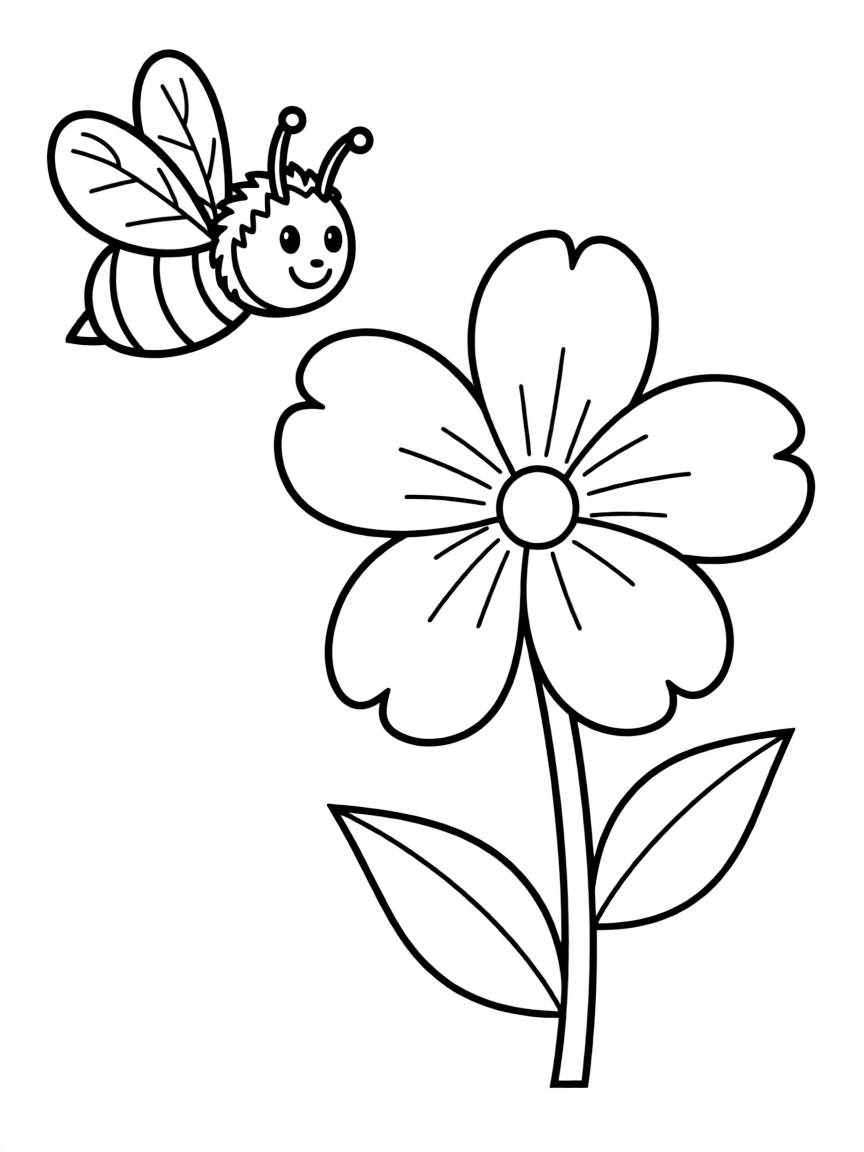 A busy bee flying towards a flower.