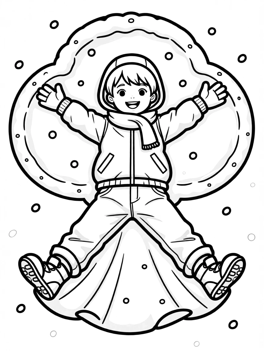 A child making a snow angel.